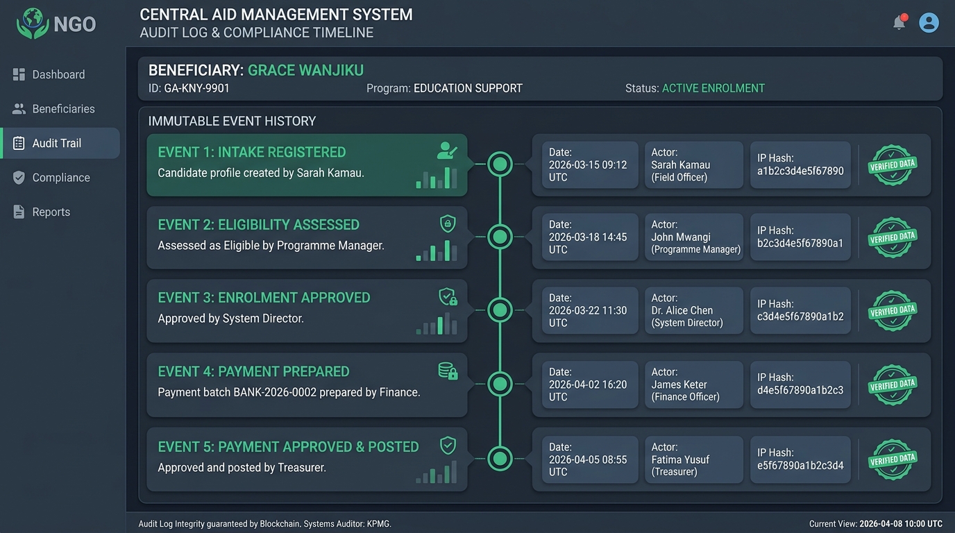 System Audit Trail and Security Log Screen