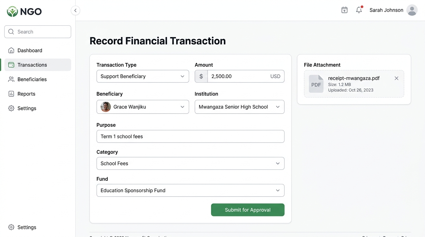 Recording Money & Expense Disbursement Voucher Screen